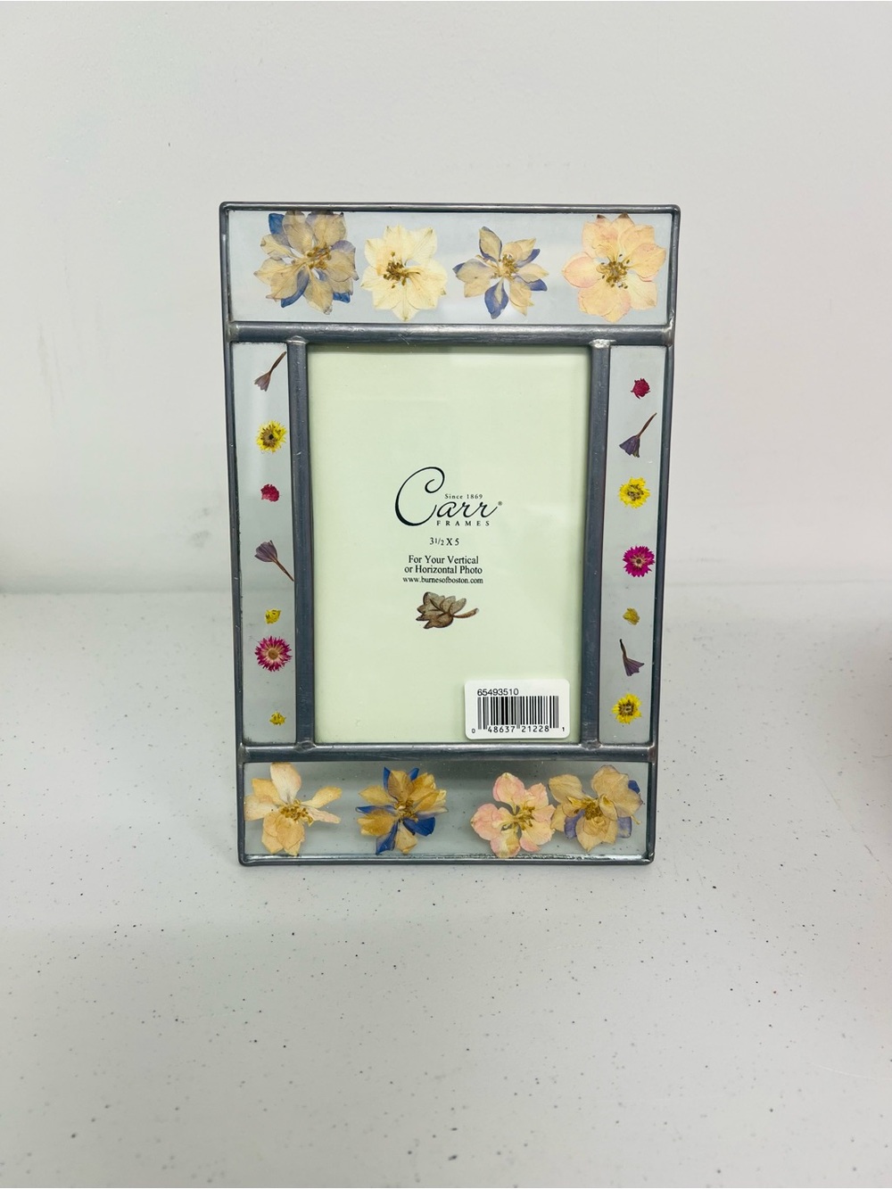 Floral Pressed Flower Picture Frame - Pink & Blue
